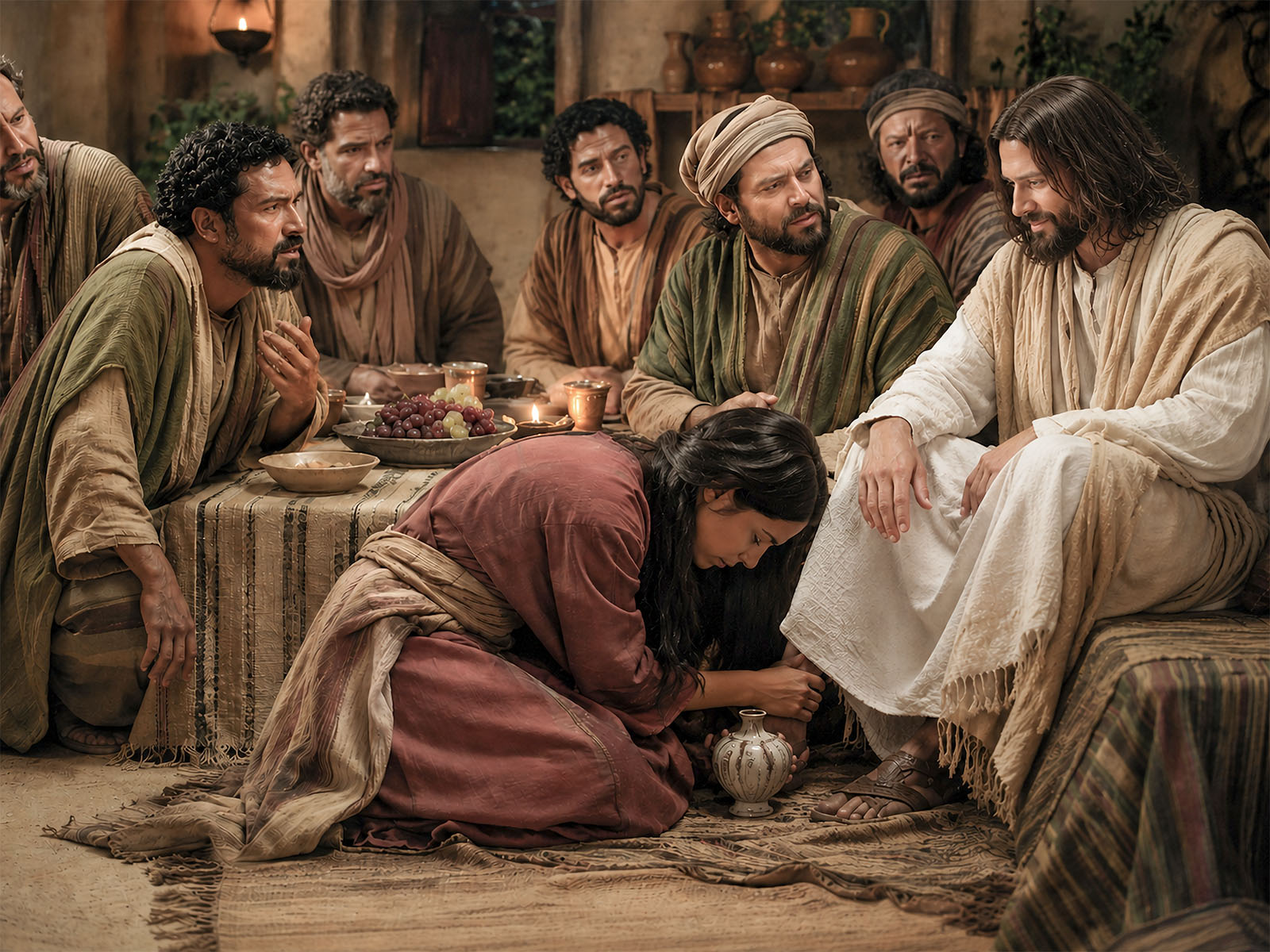Some of the disciples complain about Mary’s use of the expensive oil (Matt. 26:8–9).